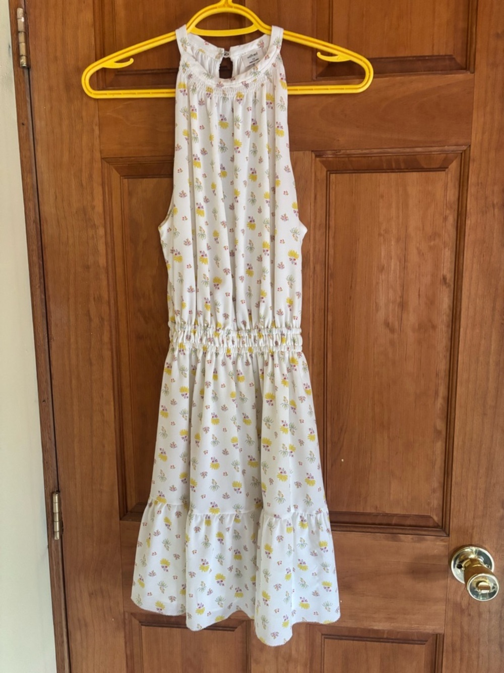 Wilfred White Halter Sundress with Yellow & Pink Floral Print